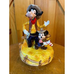 Vintage Schmid Walt Disney Characters Music Box Series Mickey And Goofy Cowboys